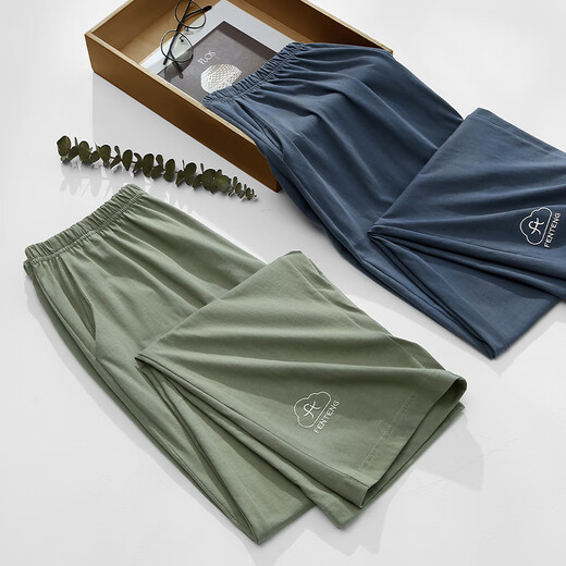 Pantalones de pijama para hombres Fenten Spring and Autumn Algodón puro Pantalones casuales sueltos y cómodos pantalones caseros de color gris oscuro 2xl