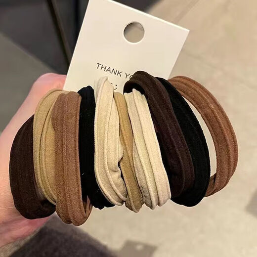 Hesiyu High-elasticity Seamless Rubber Band Headband to Tie Hair with High-Looking Ponytail for Female Adults Durable Ins Style Student Hair Tie Towel Ring Random Pack of 5