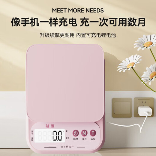 Goheng Kitchen Scale Electronic Scale Accurate High-Precision Food Jewelry Scale Baking Weighing Gram Scale Food Scale Pink 10kg/1g Rechargeable Model