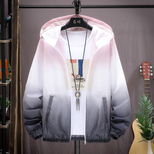 Fat Donglai Sommer Sonnenschutzkleidung für Jungen 2025 Neue Verlaufsfarbjacke für Jungen, trendige leichte und atmungsaktive Jacke für Teenager 9926 Top Orange Blue XL