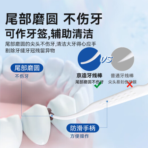京东京造 细滑圆线牙线棒50支 清洁齿缝牙签牙线棒 牙签 清洁齿缝便携卫生