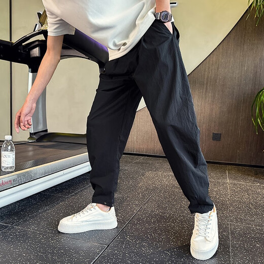 
Kurashi Ichiki Summer Thin Quick-Drying Casual Pants for Men 2025 New Fashion Brand Stylish Loose Simple Versatile Nine-Matching Harem Pants Gray XL