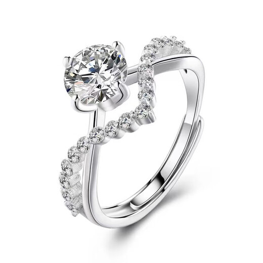 Pt950 platinum crowns love one carat moissanite diamond ring platinum couple ring engagement ring for girlfriend light luxury model crowns love center diamond 50 points live mouth (live mouth can be adjusted in size)