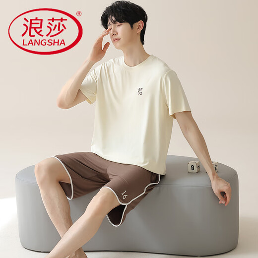 浪莎（LangSha）睡衣情侣装一男一女款2025新款夏天带胸垫莫代尔夏款动人家居服夏 NSN15601男15801女 带胸垫 2XL 女款L +男款