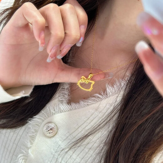 BZK gold pendant pure gold 999hellokitty pendant gold KT cat pendant light luxury trend gift for girls 0.05g KT cat--single pendant