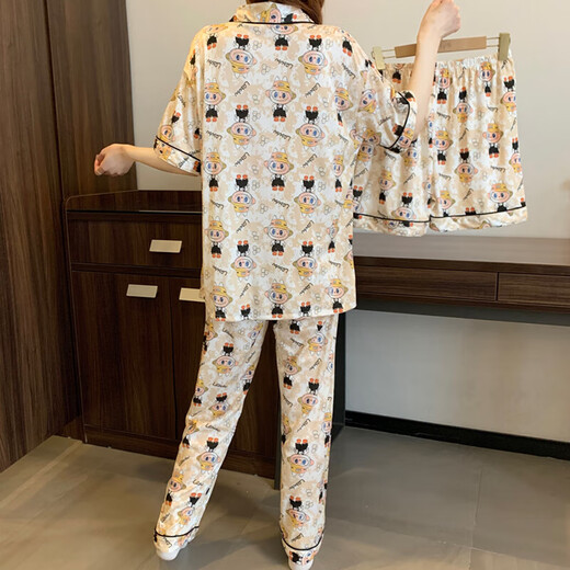Frühlings- und Sommer-Cartoon Ragbub INS-Stil süß und niedlich kurzärmeliges dreiteiliges Set für den Outdoor-Kleidung für Frauenpyjamas KK14132 XL [Vorgeschlagen 115-135Jin [Jin ist gleich 0,5 kg]]