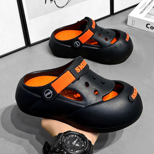 G.DUCK little yellow duck summer new children's hole shoes for boys non-slip thick-soled children wearing Baotou beach baby sandwich Khaki 34