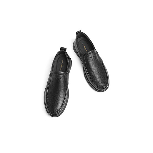 Red Dragonfly genuine leather men's business leather shoes soft sole slip-on casual leather shoes comfortable dad shoes WTA25095 black 40