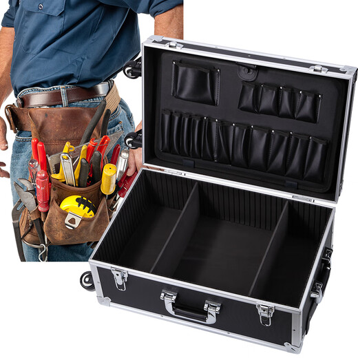Kezitu Hardware Tool Box Trolley Tool Bag Multifunctional Plumber Repair Tool Kit Installation Home Appliance Tool Box Bag Black Universal Wheel + Tool Plate + Partition