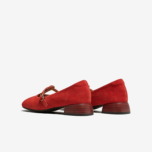 
Best 2025 autumn new Mary Jane shoes simple retro light mouth thick heel women's singles shoes B9929CQ5 red 36
