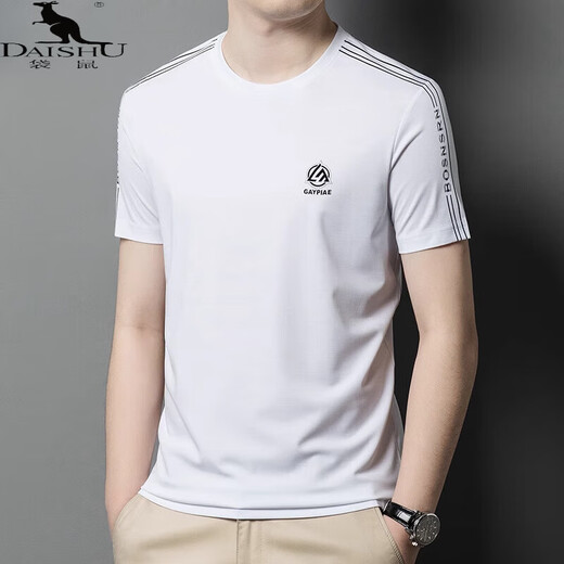 
Kangaroo (DaiShu) short-sleeved T-shirt for men 2025 summer new men's round neck loose half-sleeved T-shirt versatile casual top base shirt men blue-13598KSP M 165 Recommended 90-120Jin [Jin equals 0.5 kg]