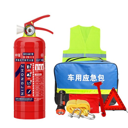 趣物兜定制手提式干粉灭火器4公斤工厂kg商铺车载工厂12358消防器材家用套装 4公斤灭火器2个+1个灭火器箱 消防验收强烈