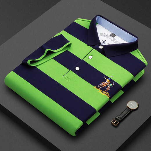 喆炜2025夏季新款中年男士纯棉短袖t恤修身商务翻领条纹打底衫 3882白色 M