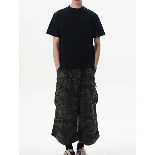
The new cleanfit liquid texture T-shirt for men 280g heavy deconstructed box short-sleeved half-sleeved cleanfit liquid texture T-shirt black regular XL recommended 125-140Jin [Jin equals 0.5 kg]
