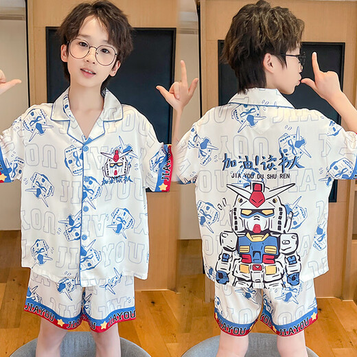 哪吒男童睡衣夏季冰丝短袖薄款中大童2025新款初中生女儿童家居服 Q短丝-6630KT露比 女童 150 大童18/S码建议身高145-155CM