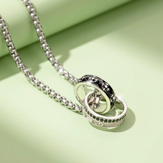 MOLC sterling silver necklace men's trendy boys pendant accessories niche high-end Valentine's Day gift for boyfriend's birthday L2571 Knight's Ring Silver Necklace