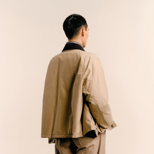 速写男装2024冬新品男士短款翻领灯芯绒拼接夹克羽绒服休闲9O0C13780 287黄卡其 S