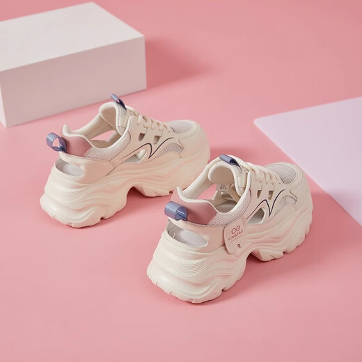 COTHES Sandales creuses pour femmes pour femmes 2025 Nouvelles chaussures d'été pour les femmes Mesh Sports Breatte Chaussures pour femmes épaisse chaussures de papa à seme