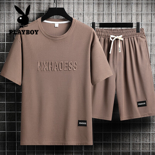 
Playboy (PLAYBOY) Casual Sports Set Men's Summer Teen Short Sleeve T-shirt Thin Ice Silk Two-Piece Sports Suit Five-Part Sleeve Set-TZ829 Military Green [Top + Pants] 2XL Recommended 145-165Jin [Jin equals 0.5 kg]