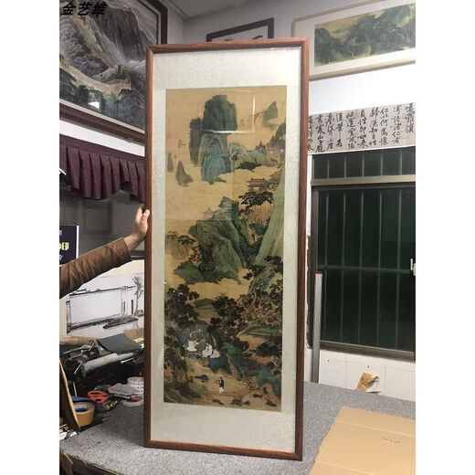 Qiu Ying Taoyuan Wunderland-Bild, Herz, chinesische Malerei, feine Pinselführung, Landschaft, Figurenmalerei, hochauflösende Reproduktion, 66,7 x 175, große Rolle, Seide, unmontiert, groß, 687 x 179 cm, Farbmischung