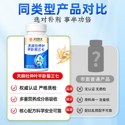 北京同仁堂天麻三七通络片天麻三七仲叶平卧菊三七片天麻三七中老年关节疼痛 1瓶装【全新升级 单瓶120粒】