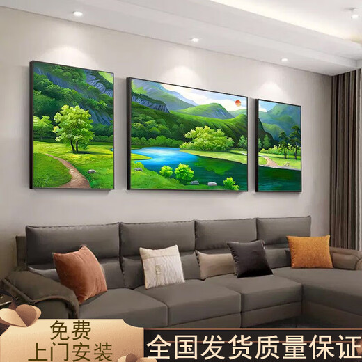 Clcey Landscape Painting Гостиная, украшение живописи зеленые горы зеленый диван водоснабжение