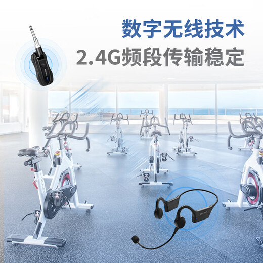 Crystal microphone GWP91 head-mounted fitness coach wireless microphone spinning dance sports anti-sweat headset group class group exercise live broadcast microphone square dance pickup GWP91-2 1 receiver + 2 transmitters, one for two