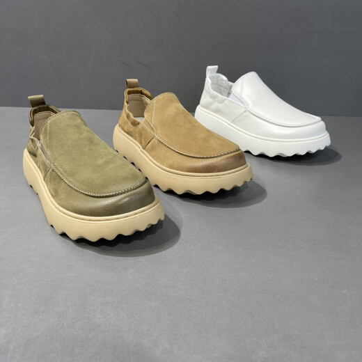 Gy Jinlilai 2025 Été épais semed paresseux Homme coup de pied Locs en cuir chaussures de voyage creuses chaussures pour hommes respirant sport reste 9898 surface en cuir vert 41
