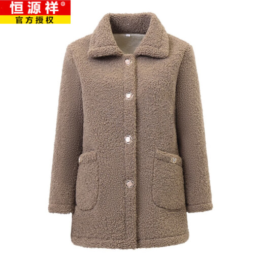 Azulador de lana de madera de mediana edad hengyuanxiang en otoño y abrigo de algodón de lana de cordero de invierno en la chaqueta de algodón de algodón de terciopelo de invierno de mediana edad y ancianos 6628 marrón XL 80-105Jin [Jin iguala 0.5 kg]
