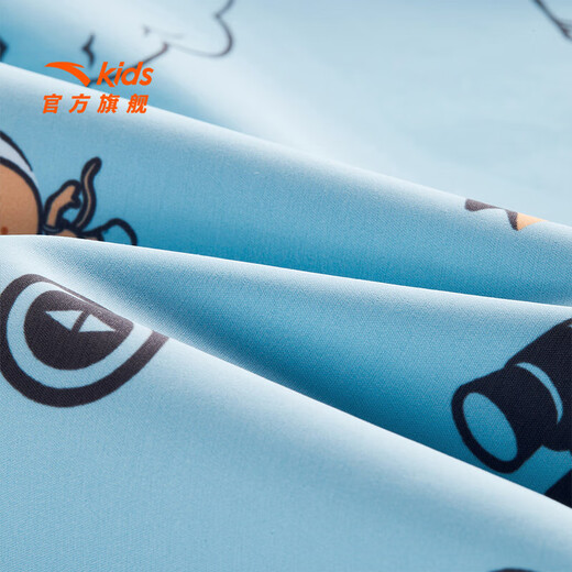 ANTA Children's T-shirt Boys' Clothing 2025 Summer Trend SORONA Comfortable and Breathable Full Print Shirt Short Sleeve Qiyun Blue/Full Print-1 100 cm