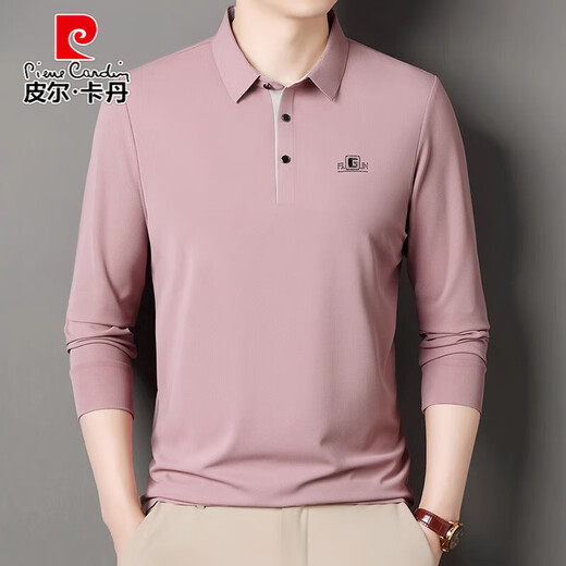 Pierre Cardin Langarmed T-Shirt für Männer Festkörperfeder und Herbst Dünne mit mittlerem Alter reinen Baumwoll-Revers-T-Shirt Top Basis Polo-Hemd 6625 Bohnengrün M 165 Vorschläge 95-115jin [Jin entspricht 0,5 kg]