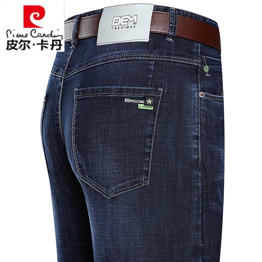 皮尔卡丹（pierre cardin）夏季薄款男士牛仔裤直筒宽松弹力裤男中年高腰爸爸长裤子 3890款 中蓝色 夏季 薄款 29 码 腰围2尺2