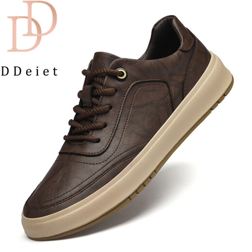 DDeiet brand men's shoes 2026 new style comfortable thick sole increased casual leather shoes men's sports versatile genuine leather sneakers for men brown brand men's shoes 41 (255mm) leather shoe size