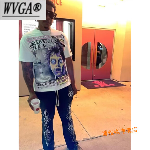 wvgaHellstar短袖地狱之星美式高街Vintage TEE VTG情侣男女T恤潮牌 1506红色 S