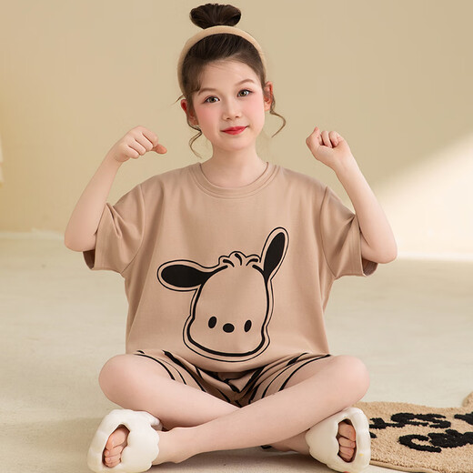 Linmanyis Kinderpyjamas für Mädchen im Sommer kurzärmelige, reine Baumwoll-Damen dünne Heimkleidung für junge Schüler der Junior High School Set ztn829 110 empfohlen 100-110 cm/38jin [Jin gleich 0,5 kg]