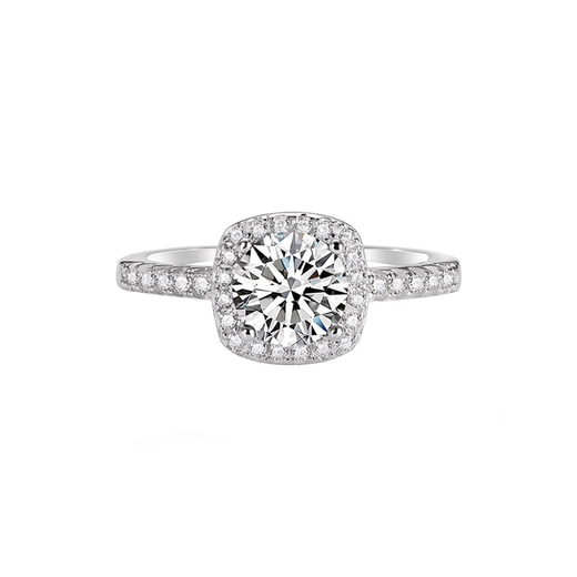 Pt950 platinum square bag series one carat moissanite diamond ring platinum engagement ring Chinese Valentine's Day gift for girlfriend Light luxury square bag main diamond 50 points Default opening opening can be adjusted in size