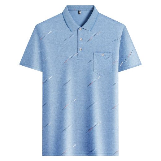 
Yinxin has a lapel short-sleeved T-shirt with pockets for men's middle-aged daddy suit summer thin middle-aged and elderly ice silk polo shirt Ice silk/9855 gray real pocket 2XL 54/180