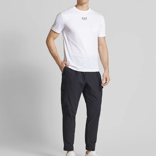 Emporio Armani Summer New Sports Trend Light Luxury Casual Herren-kurzärmeliges T-Shirt 7M000044 AF13754 White M
