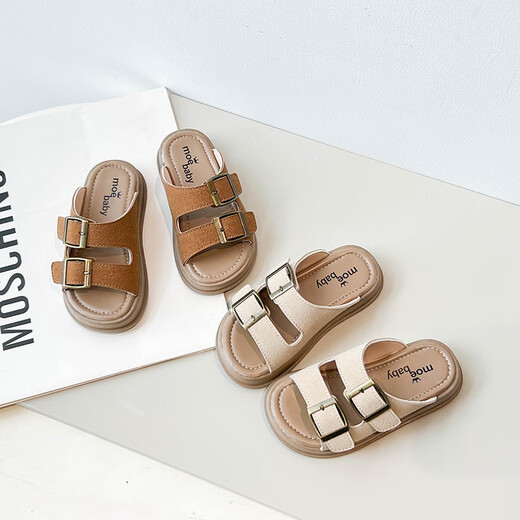 Дети Xianxiu носят повседневные тапочки дома 2025 Summer Girls Metal Button Sandals Boy Flip Flops 698 Brown 31 Внутренняя длина 19,6 см.