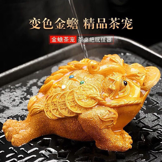 Meikejie color-changing tea pet ornaments golden toad tea table toad boutique tea accessories tea table creative color-changing tea pet ornaments golden toad tea table toad boutique tea