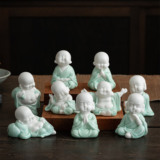 Gui Porcelain Celadon Big Belly Maitreya Buddha Tea Pet Ornament Can Raise Cute Laughing Buddha Little Monk Flower Pot Ornament Tea Set Accessories Tea Toys Smile Always Open Celadon No Specifications