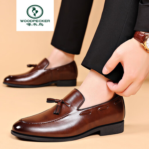 Woodpecker printemps et été nouveaux chaussures en cuir givré gement de chaussures de mariage formelles flates masculines