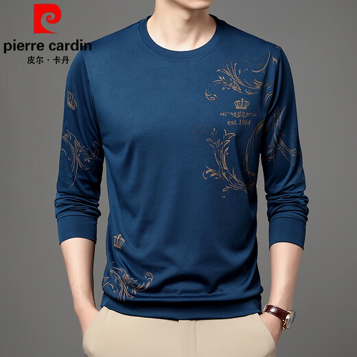 
Pierre cardin summer brand long-sleeved T-shirt thin round neck 2025 new middle-aged men's base shirt T-shirt trend B6627 Shangqing M 165/105/48100-120Jin[Jin equals 0.5 kg]