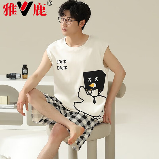 Yalu puro algodón de algodón chaleco para hombres shorts sin mangas sin mangas de verano adolescente de verano dibujos animados de ropa para alumno de ropa 719 l