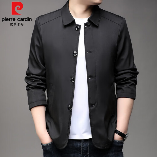 
Pierre cardin dad casual jacket spring and autumn middle-aged men's autumn lapel button top middle-aged men's jacket Navy blue NJ A1048 model M 170-
