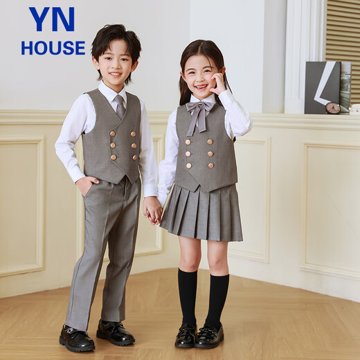 Yinuofang Kinderanzug Weste Anzug Jungen Performance Kleid Graues Kleid High-End Grey: Weste Anzug 150 cm