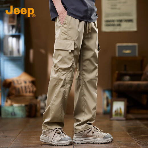 吉普（JEEP）【冰丝薄款】2025夏季新款男士休闲裤男阔腿宽松直筒工装裤子男裤