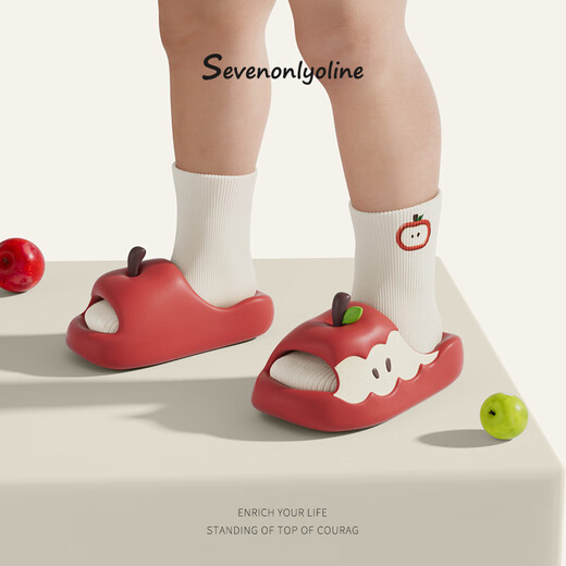 
Chedoir Red Apple Children's Slippers Parent-Child Summer Boys and Girls 2025 New Cartoon Home Non-Slip Bath Slippers Red Apple 22 0 Inner Length 22cm Children about 34-35 feet wear