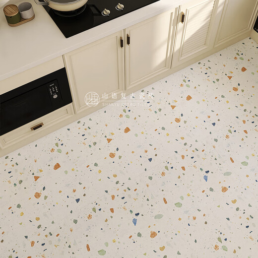 JPHZNB Terrazzo Tiles en céramique carreaux de sol Balcon Retro Médiéval Tiles Fleur Tiles Anti-Slip Free Particles-K12108 600X600