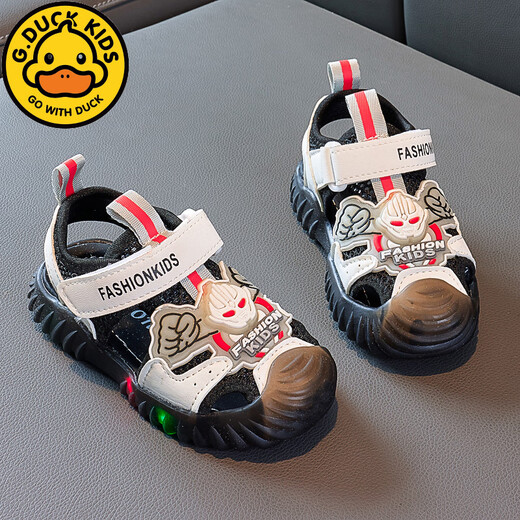 G.DUCKKIDS Ultraman Sandals for Boys Lighting in Summer New Children's Body Body Soft Sole Beach Shoes for Children with Small and Medium-slip 833 Gray Ultraman Sandals 21 Inner Length 13.5CM